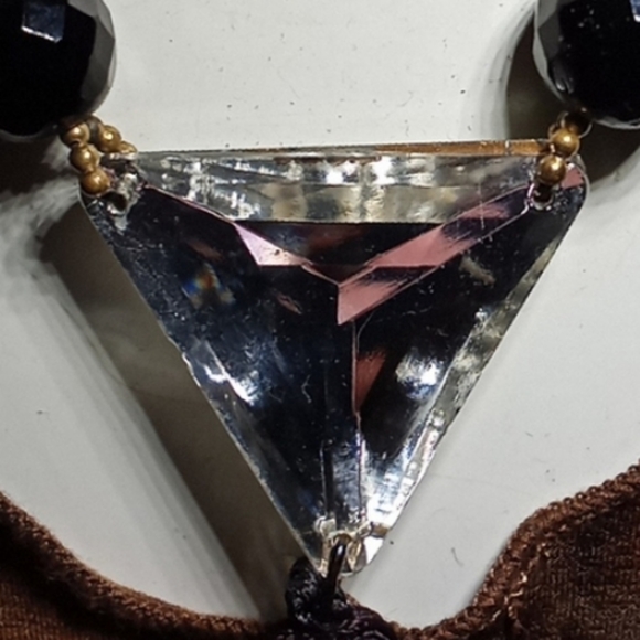 NWT c1960s RARE EARLY DAUPLAISE Vauxhall Glass Triangle Faceted Stone Tassel - Picture 3 of 16